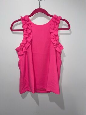 Lilly Pulitzer Bright Pink Ruffle Shoulder Sleeveless Top